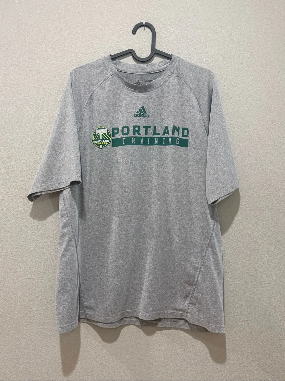 Adidas MLS Portland Timbers Grey Short Sleeve Climalite Performance Tee Size M